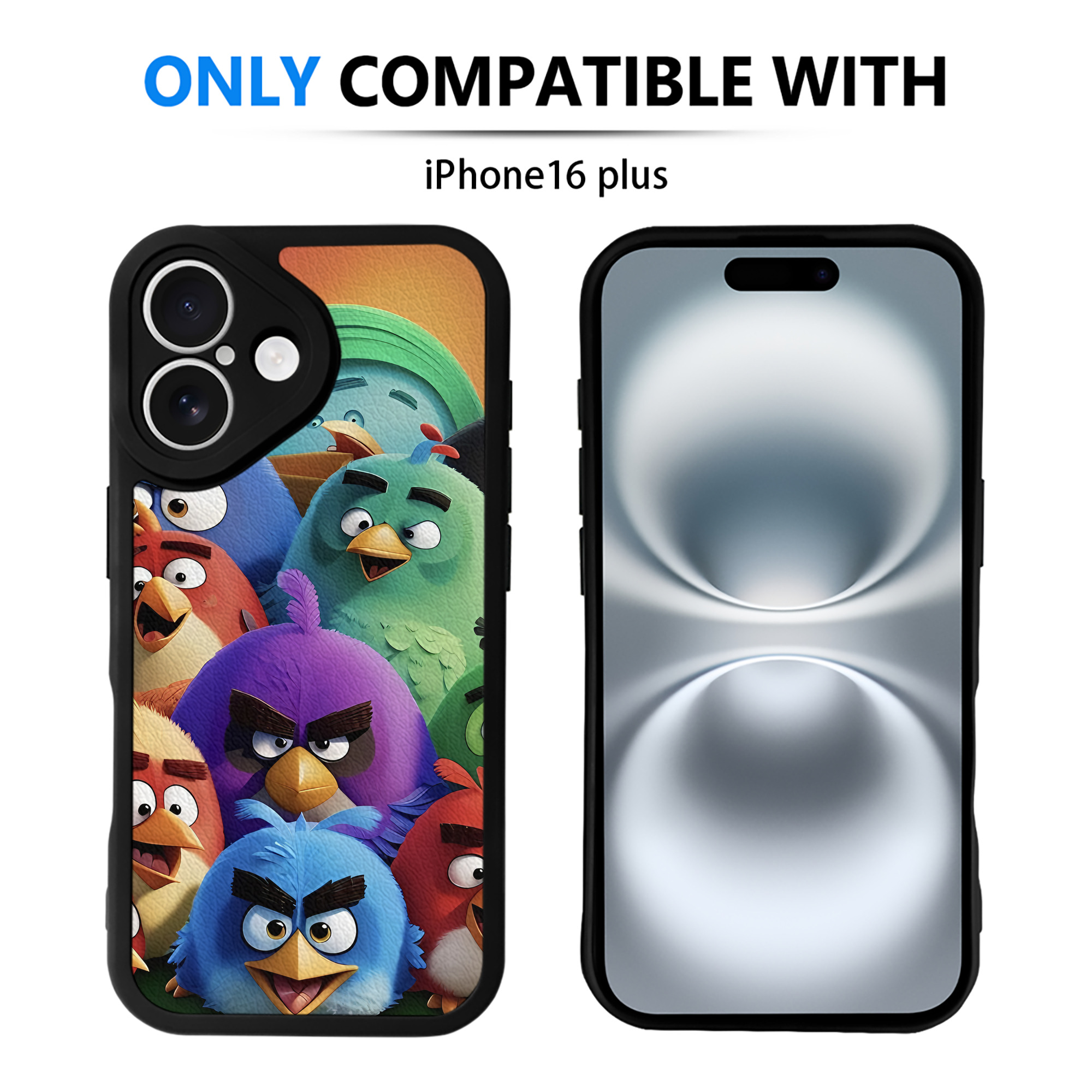 （画像用） Angry Birds アングリーバード 【iPhone 16シリーズ対応】シリコンスマホケース（レザー調） 材質：シリコン
